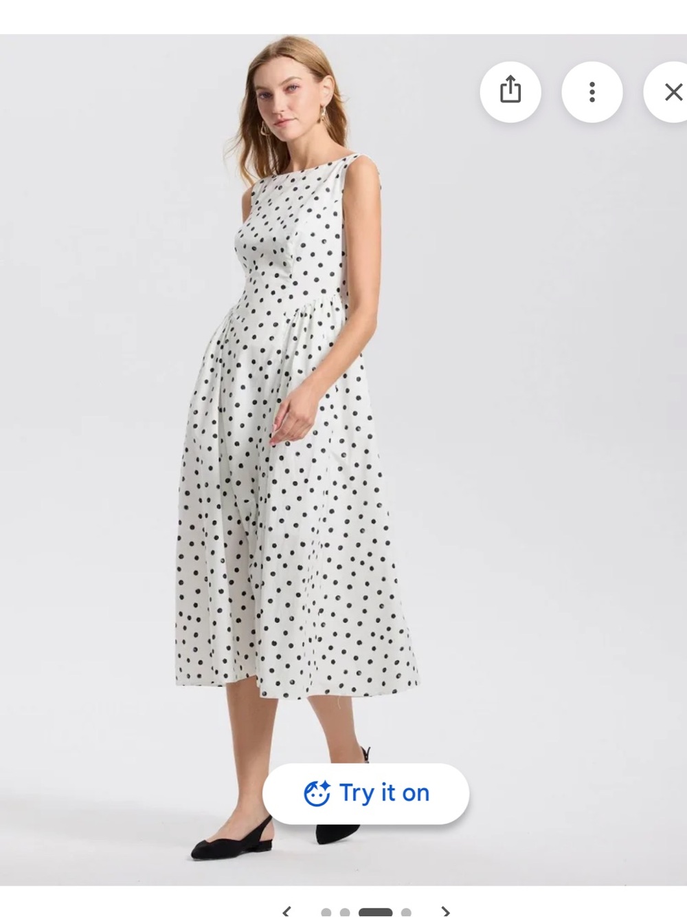 a new day White and Black Polka Dot Midi Dress